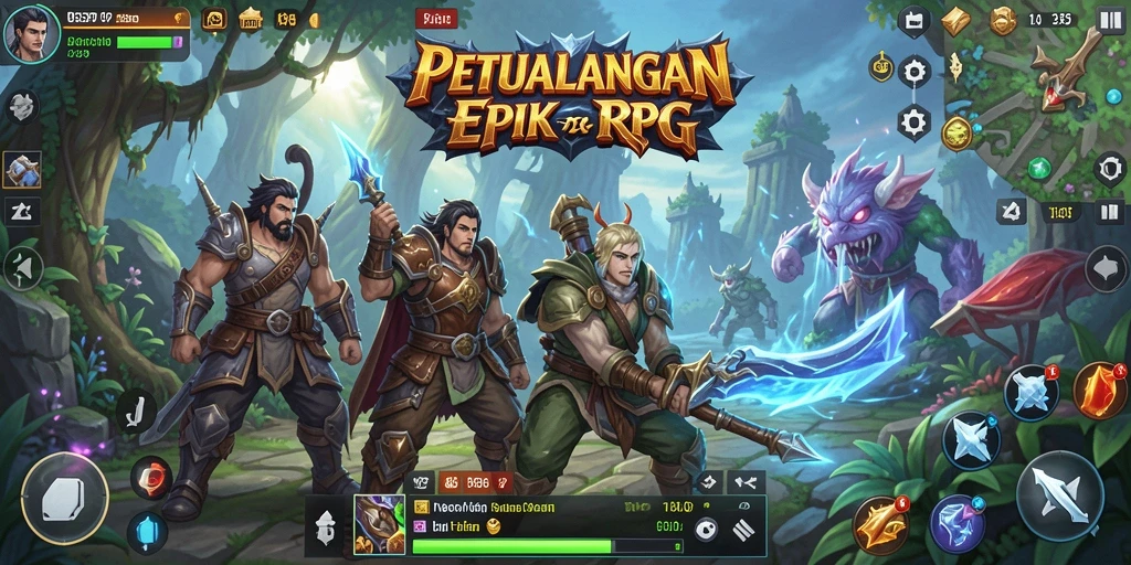 Screenshot gameplay 93337 menampilkan aksi pertarungan epik dalam RPG.