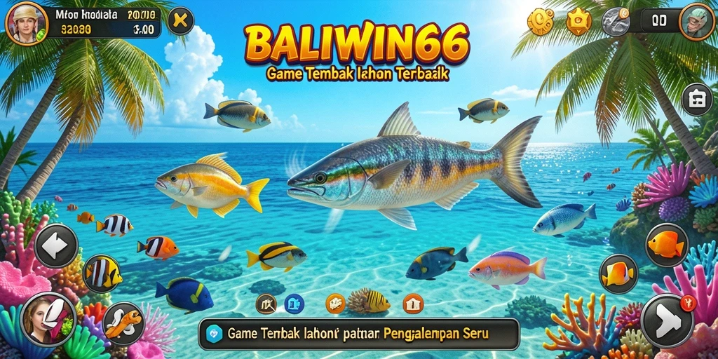 Tampilan gameplay BALIWIN66 dengan aksi menembak ikan yang seru.