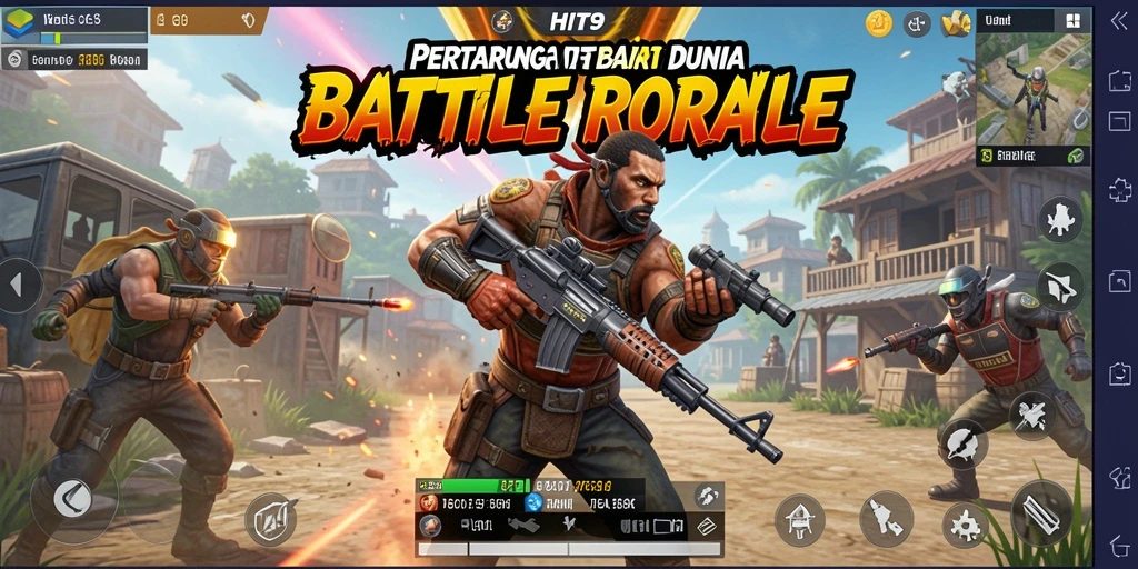 Screenshot HIT9 menampilkan aksi mendebarkan dalam pertempuran Battle Royale.