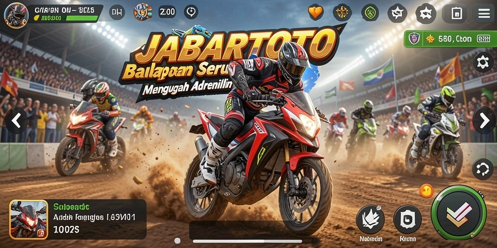 Tampilan gameplay seru JABARTOTO dalam balapan mendebarkan.