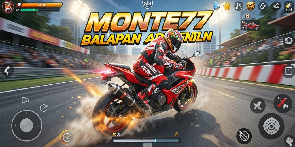 Gameplay seru balapan motor di MONTE77 dengan trek menantang.