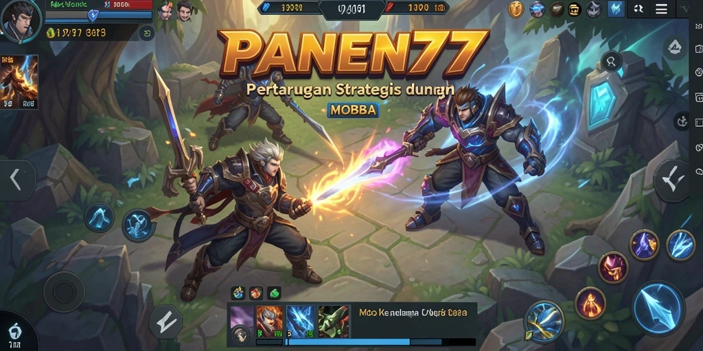 Screenshot gameplay seru PANEN77 dalam action MOBA.